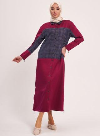 Checked Detail Knitted Dress