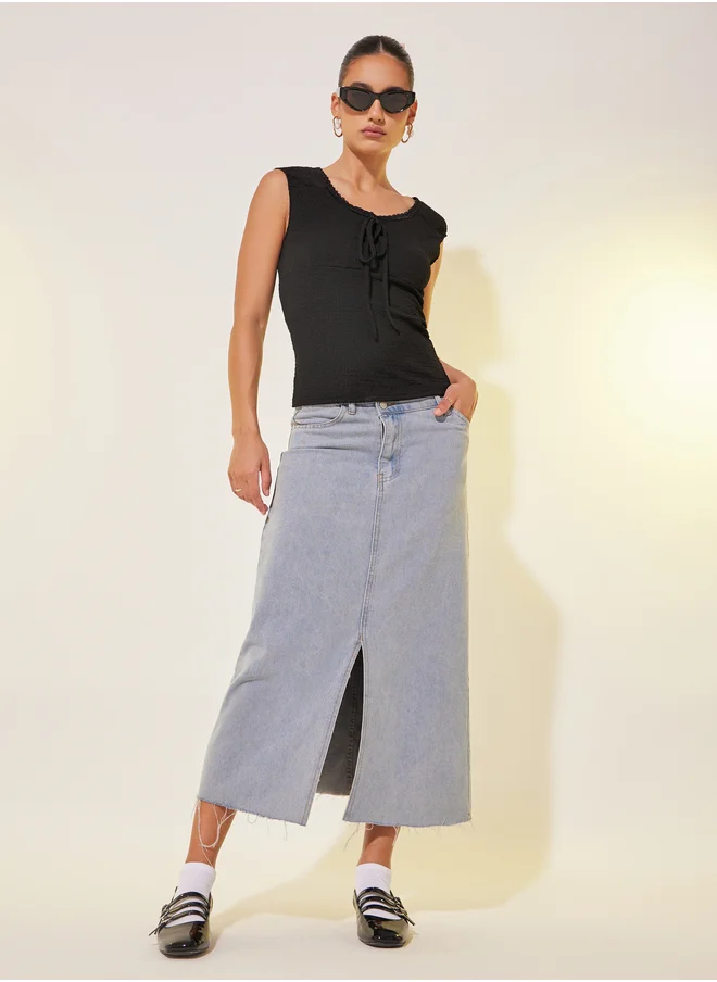 ستايلي Texture Sleeveless Round Neck Top