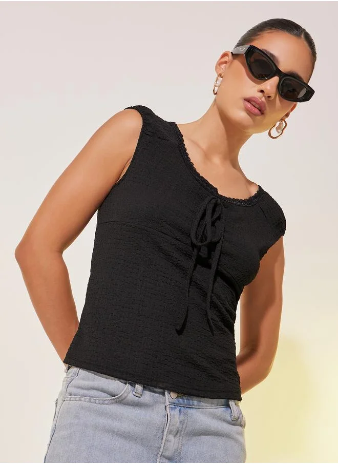 تايك تو Take Two Texture Sleeveless Round Neck Top