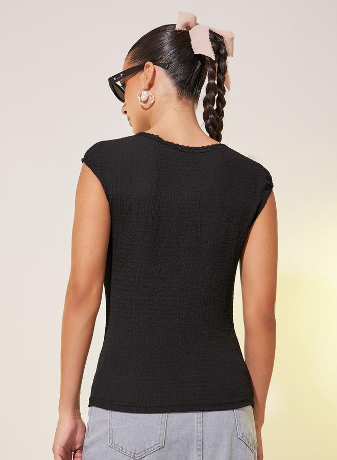 Take Two Texture Sleeveless Round Neck Top - Image 4