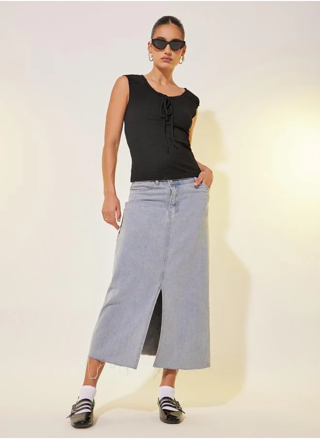 تايك تو Take Two Texture Sleeveless Round Neck Top