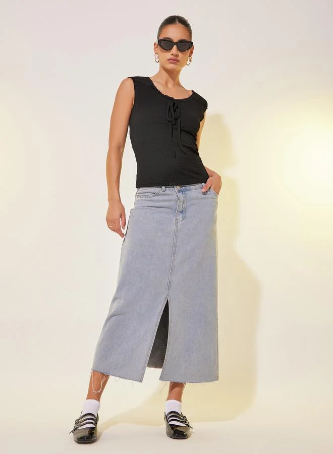 Take Two Texture Sleeveless Round Neck Top