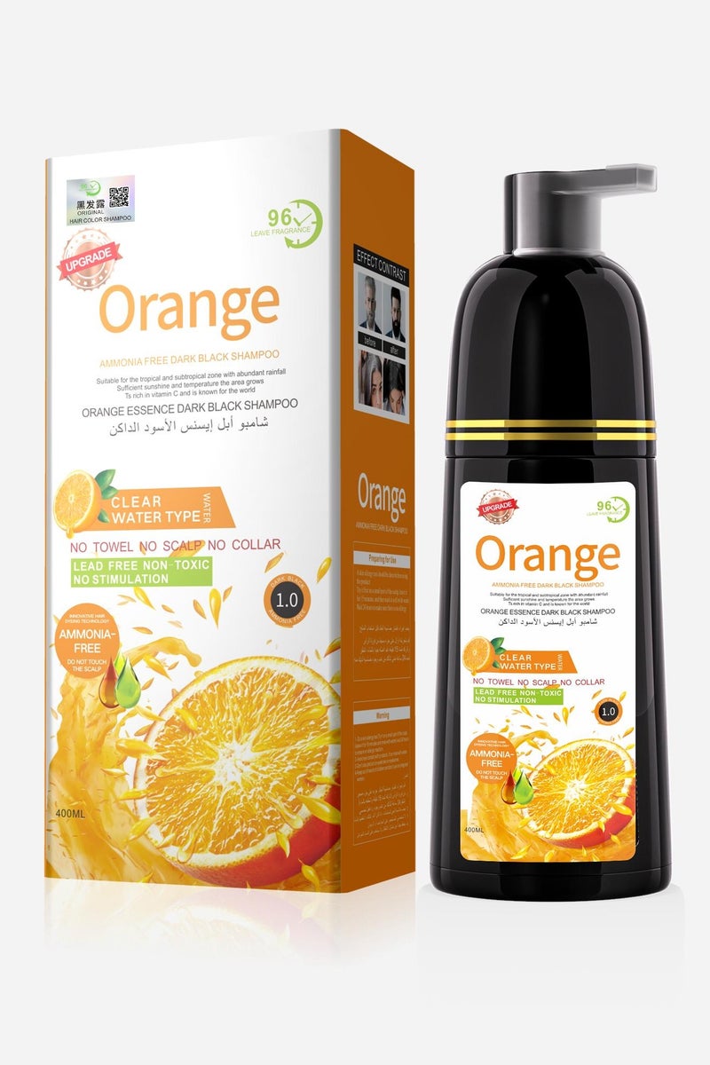 Orange Ammonia Free Hair Color Dark Black Shampoo 400ml 96HR