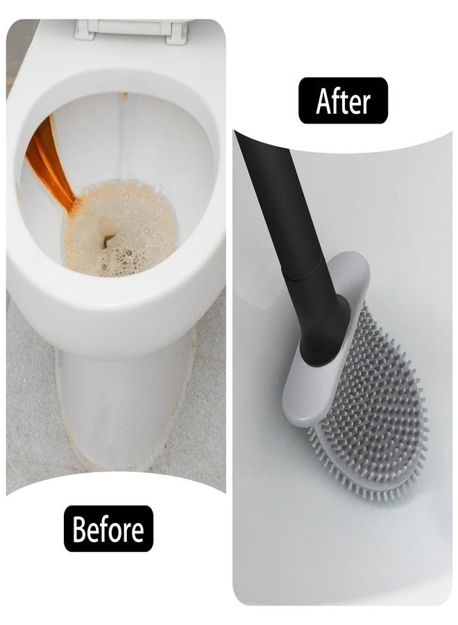 WOBEVB Black Toilet Brush, Toilet Bowl Brush, Silicone Toilet Brush and Holder, Compact Size, Toilet Brushes & Holders for Dead Corner Clean, Ventilation Slots Base - Image 4