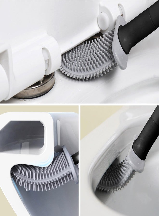 WOBEVB Black Toilet Brush, Toilet Bowl Brush, Silicone Toilet Brush and Holder, Compact Size, Toilet Brushes & Holders for Dead Corner Clean, Ventilation Slots Base - Image 5