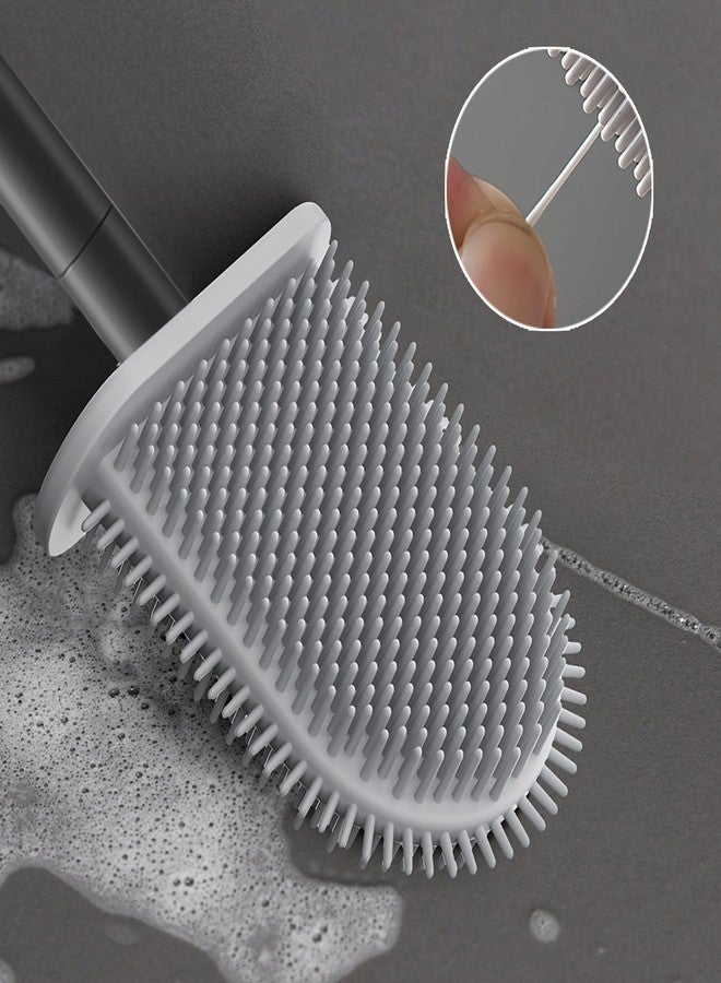 WOBEVB Black Toilet Brush, Toilet Bowl Brush, Silicone Toilet Brush and Holder, Compact Size, Toilet Brushes & Holders for Dead Corner Clean, Ventilation Slots Base - Image 3