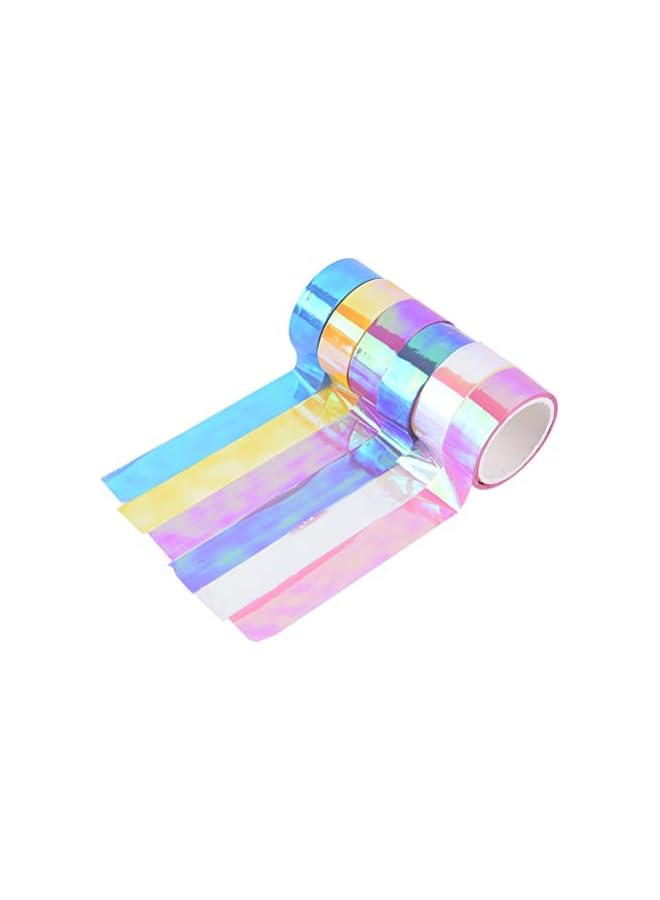 PROMASS promass Holographic Colored Masking Tape Set, 6 Rolls Rainbow Masking Tapes Translucent Labelling Tapes Decorative Waterproof Adhesive Iridescent Graphic Art Tape for Arts DIY Office Supplies  - Image 4