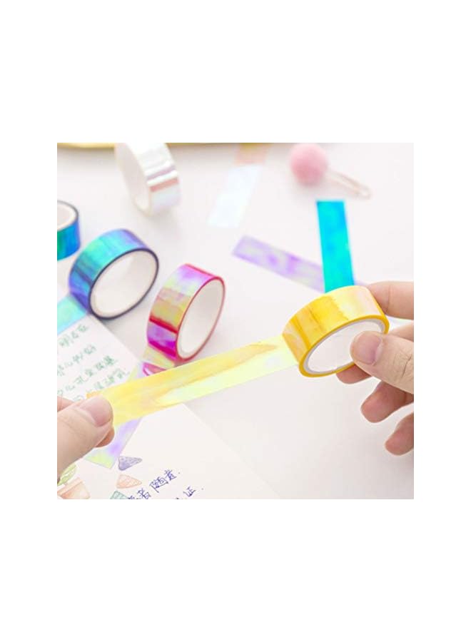 PROMASS promass Holographic Colored Masking Tape Set, 6 Rolls Rainbow Masking Tapes Translucent Labelling Tapes Decorative Waterproof Adhesive Iridescent Graphic Art Tape for Arts DIY Office Supplies  - Image 3