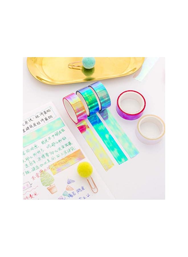 PROMASS promass Holographic Colored Masking Tape Set, 6 Rolls Rainbow Masking Tapes Translucent Labelling Tapes Decorative Waterproof Adhesive Iridescent Graphic Art Tape for Arts DIY Office Supplies  - Image 2