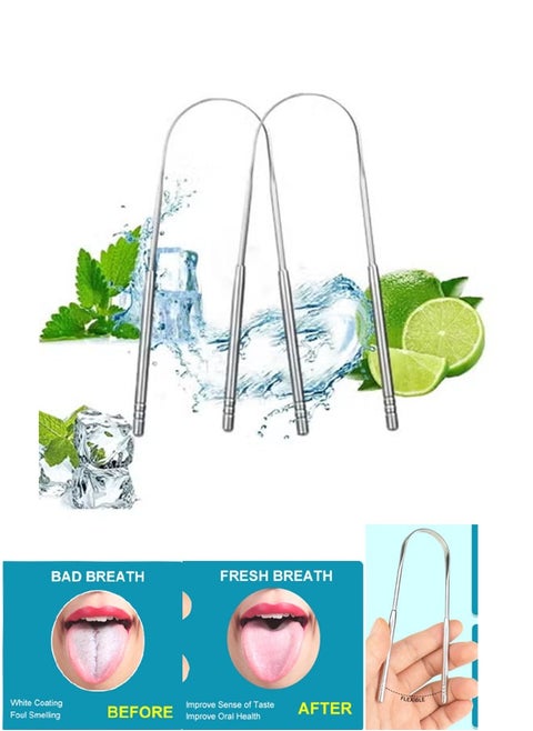 2 Pcs Tongue Scraper Reusable Tongue Cleaner For Cleaning the Mouth and Reducing Bad Breath