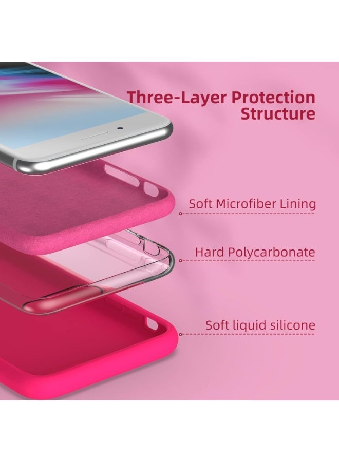 متوافق مع غطاء iPhone 8 Plus/iPhone 7 Plus (5.5 بوصة)، [حماية من السقوط] [مضاد للخدش] غطاء سيليكون سائل مقاوم للصدمات ومضاد لبصمات الأصابع مع بطانة من الألياف الدقيقة، (وردي فاقع) - Image 5