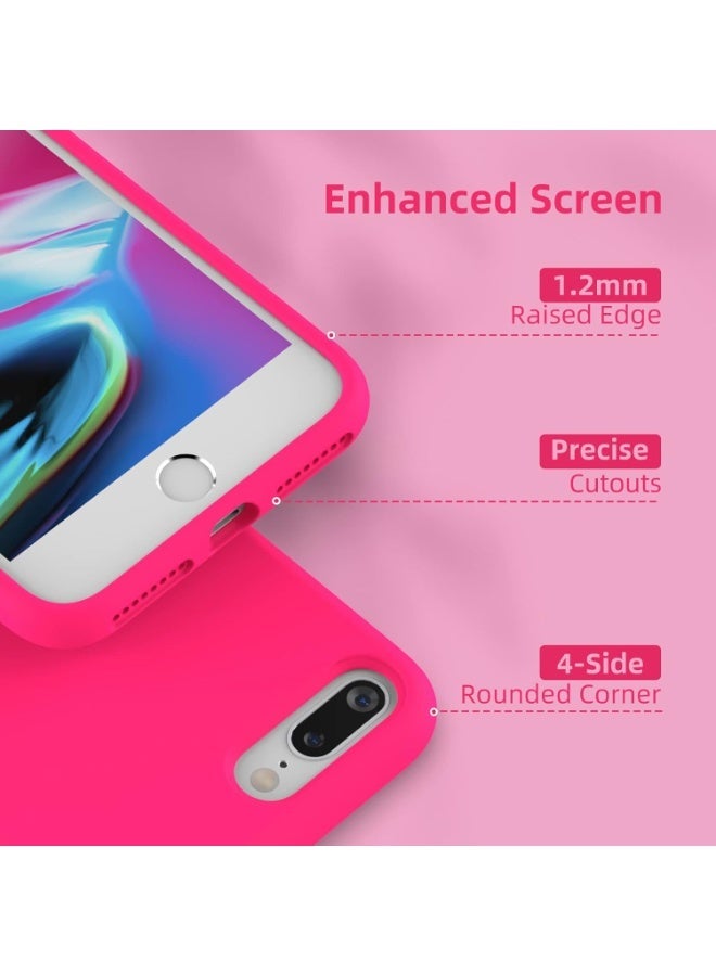 متوافق مع غطاء iPhone 8 Plus/iPhone 7 Plus (5.5 بوصة)، [حماية من السقوط] [مضاد للخدش] غطاء سيليكون سائل مقاوم للصدمات ومضاد لبصمات الأصابع مع بطانة من الألياف الدقيقة، (وردي فاقع) - Image 3