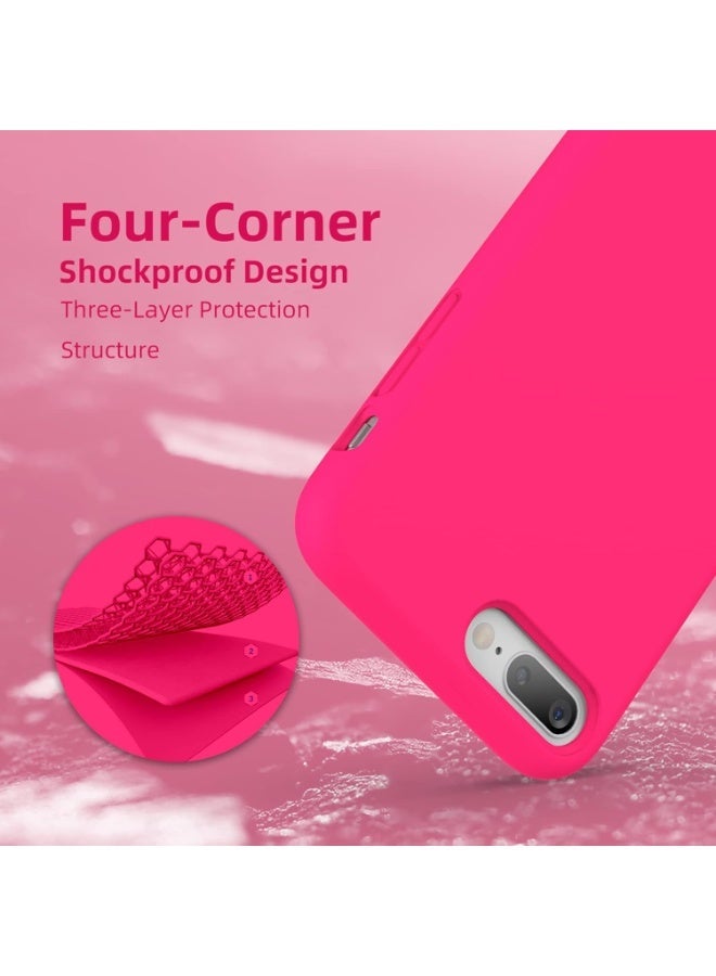 متوافق مع غطاء iPhone 8 Plus/iPhone 7 Plus (5.5 بوصة)، [حماية من السقوط] [مضاد للخدش] غطاء سيليكون سائل مقاوم للصدمات ومضاد لبصمات الأصابع مع بطانة من الألياف الدقيقة، (وردي فاقع) - Image 2