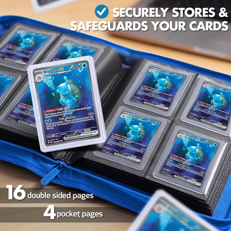 FunGuys Toploader Binder â€“ 4 Pocket Trading Card Binder for 128 Top Loaders, Pokemon Card Binder, MTG, Yugioh, Sports Cards, TCG Storage Album, Zipper Card Collector Folder - Image 3