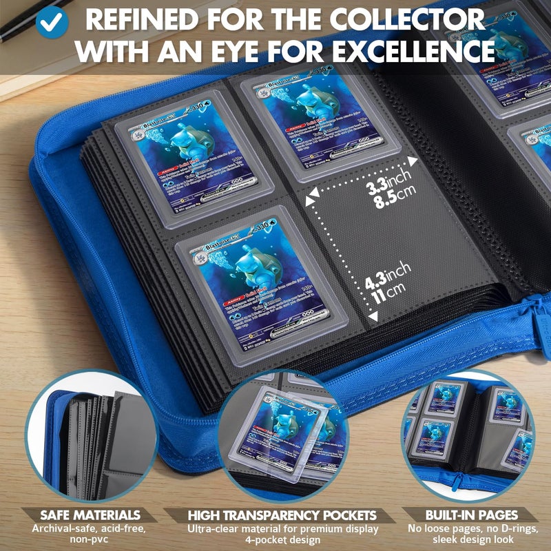 FunGuys Toploader Binder â€“ 4 Pocket Trading Card Binder for 128 Top Loaders, Pokemon Card Binder, MTG, Yugioh, Sports Cards, TCG Storage Album, Zipper Card Collector Folder - Image 4