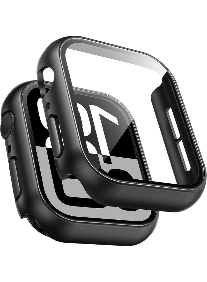 Apple Watch Screen Protector, Hard PC Case with Tempered Glass Screen Protector, Slim Cover for Apple Watch Series 11 2025 - Black/46mm