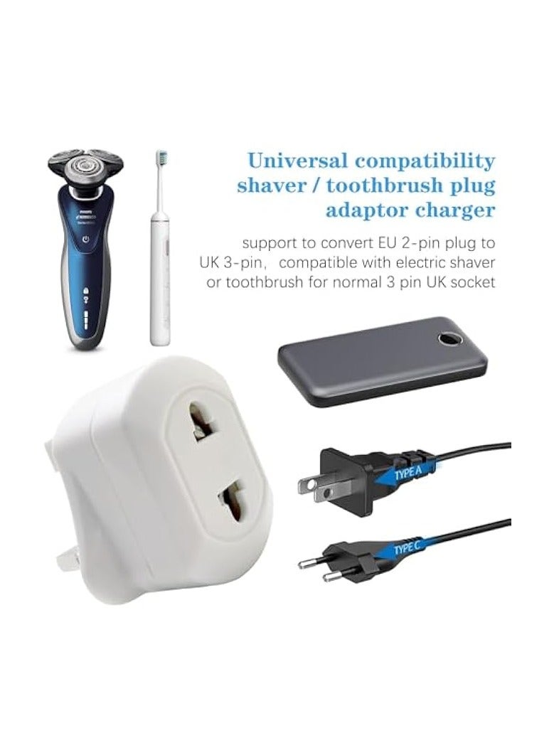 erorex 2 Pack UK Shaver & Toothbrush Plug Adapter, Universal Bathroom Plug Adaptor for Shavers and Toothbrushes, Compatible Plug Adaptor  - Image 3