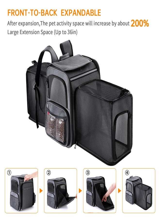 GROXKOX Cat Backpack Carrier,Double Side Expandable Cat Carrier Backpack,Dog Carrier Backpack for Medium Cats and Small Dogs,Puppies Up to 20 Lbs,Pets Carrier Backpack with Breathable Mesh(Grey) - Image 4