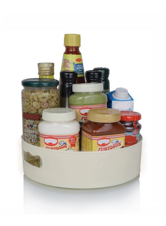 JRM 360° Rotating Organizer Tray Multi- Function Rotating Tray/Kitchen Organizer/Lazy Susan Size:- (23X23X7.5) Cm (Off-White), Round - Image 2