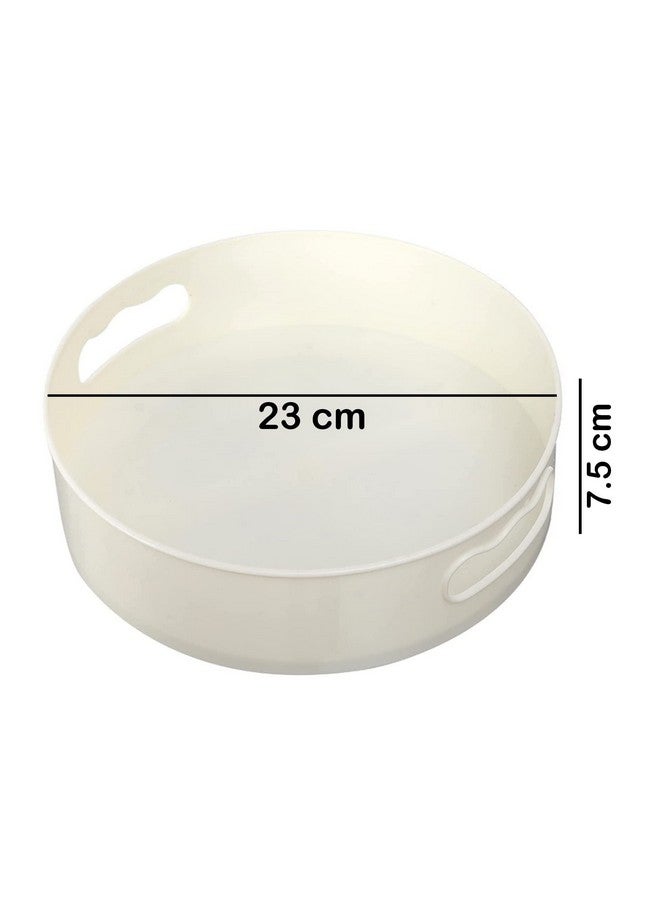 JRM 360° Rotating Organizer Tray Multi- Function Rotating Tray/Kitchen Organizer/Lazy Susan Size:- (23X23X7.5) Cm (Off-White), Round - Image 3