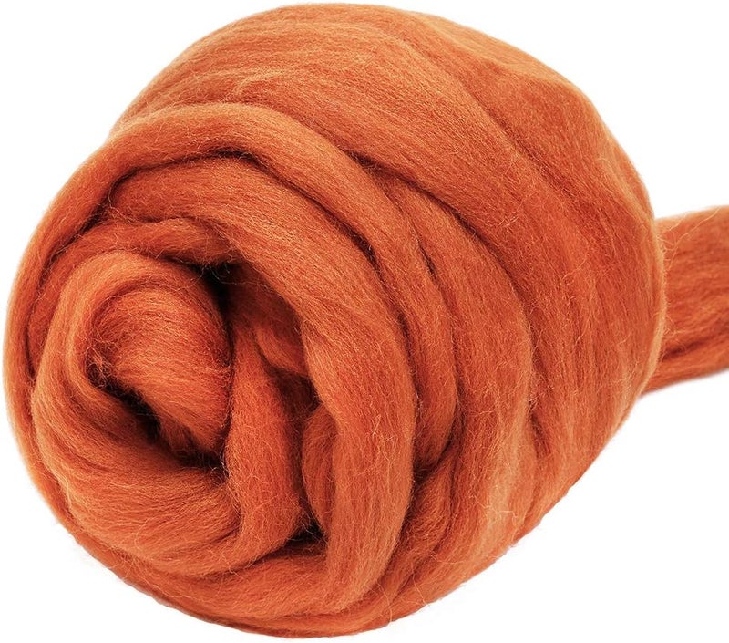 JUPEAN 3.53oz Wool Roving, Wool Felting Supplies, Pure Wool, Chunky Yarn, Spinning Wool Roving for Needle Felting Wet Felting DIY Hand Spinning (Brown) - Image 1