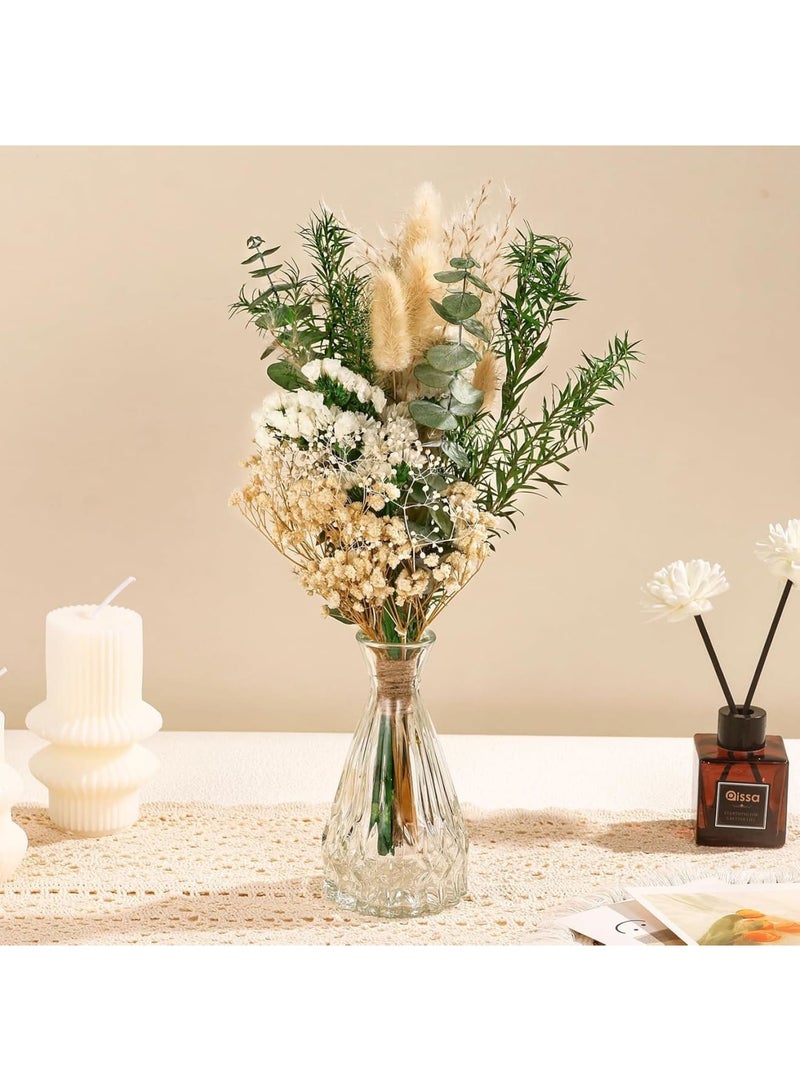 سيوسي Dried Flowers Bouquet with Vase, Natural Dried Flower and Green Eucalyptus Plant, Bouquet Floral Arrangements for Home, Farmhouse Kitchen, Dining, Coffee Table Decor, Centerpiece Table Decorations - Image 4