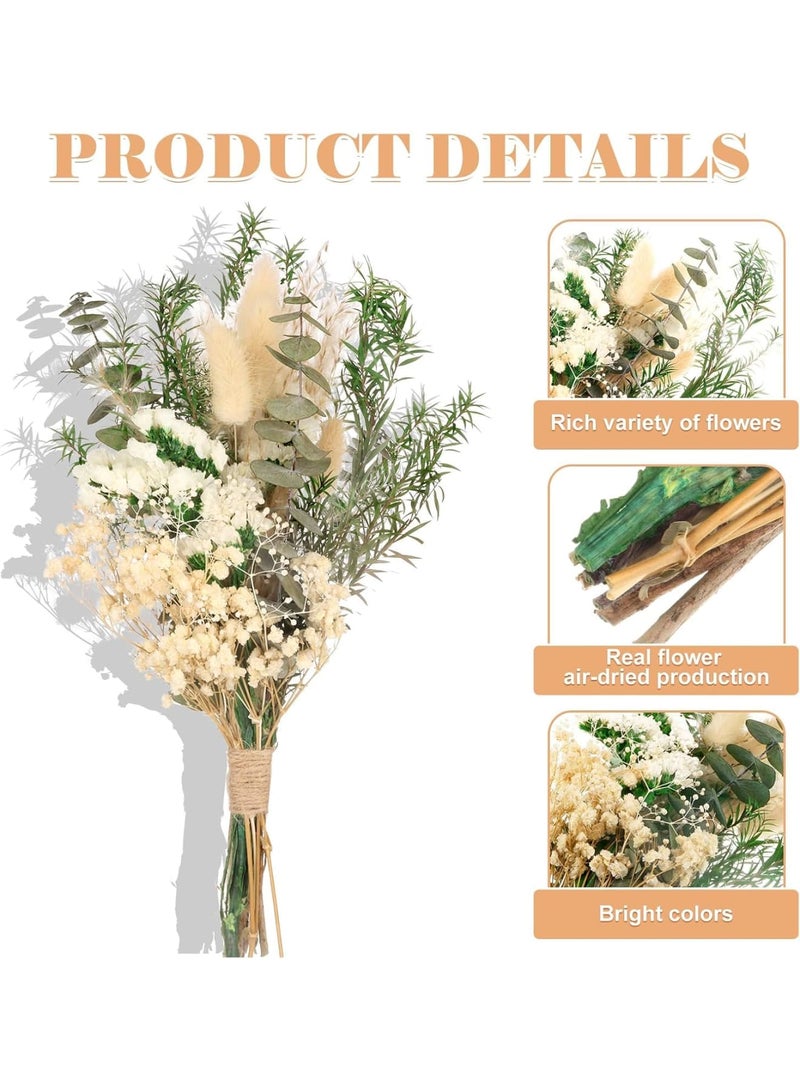 سيوسي Dried Flowers Bouquet with Vase, Natural Dried Flower and Green Eucalyptus Plant, Bouquet Floral Arrangements for Home, Farmhouse Kitchen, Dining, Coffee Table Decor, Centerpiece Table Decorations - Image 3