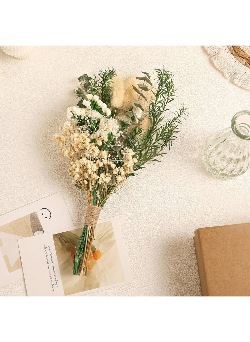سيوسي Dried Flowers Bouquet with Vase, Natural Dried Flower and Green Eucalyptus Plant, Bouquet Floral Arrangements for Home, Farmhouse Kitchen, Dining, Coffee Table Decor, Centerpiece Table Decorations - Image 5