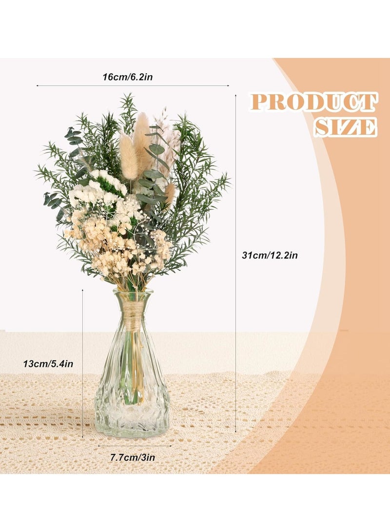 سيوسي Dried Flowers Bouquet with Vase, Natural Dried Flower and Green Eucalyptus Plant, Bouquet Floral Arrangements for Home, Farmhouse Kitchen, Dining, Coffee Table Decor, Centerpiece Table Decorations - Image 2