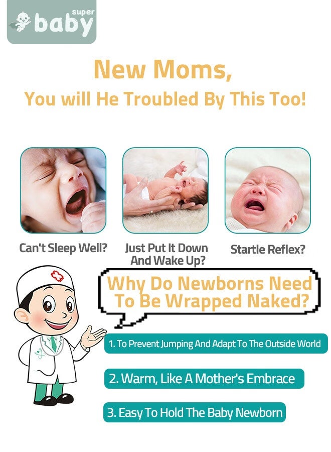 SuperBaby 6 PCS Baby Swaddle Blanket Wrap Cap Set Newborn Infant Sleep Sack With Caps 100% Breathable Cotton 0-4 Month - Image 3