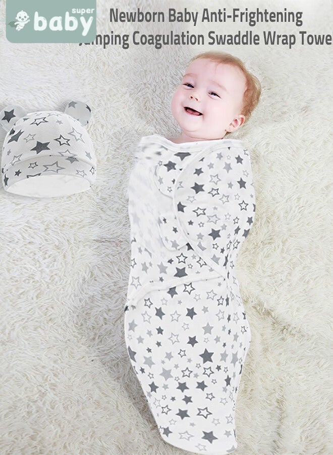 SuperBaby 6 PCS Baby Swaddle Blanket Wrap Cap Set Newborn Infant Sleep Sack With Caps 100% Breathable Cotton 0-4 Month - Image 4