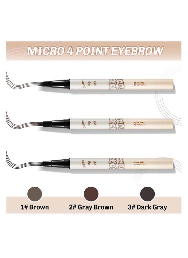 SYOSI - SYOSI 4 Point Head Waterproof Eyebrow Pencil, 2 Colors Liquid Brow Pen, 4 Hours Long Lasting Eyebrow Tattoo Pen, Lift & Snatch Eyebrow, Make Natural Eyebrow Hair, 2 Pack (Black Gray, Brown) - Image 1