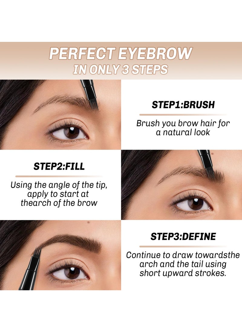 SYOSI - SYOSI 4 Point Head Waterproof Eyebrow Pencil, 2 Colors Liquid Brow Pen, 4 Hours Long Lasting Eyebrow Tattoo Pen, Lift & Snatch Eyebrow, Make Natural Eyebrow Hair, 2 Pack (Black Gray, Brown) - Image 1