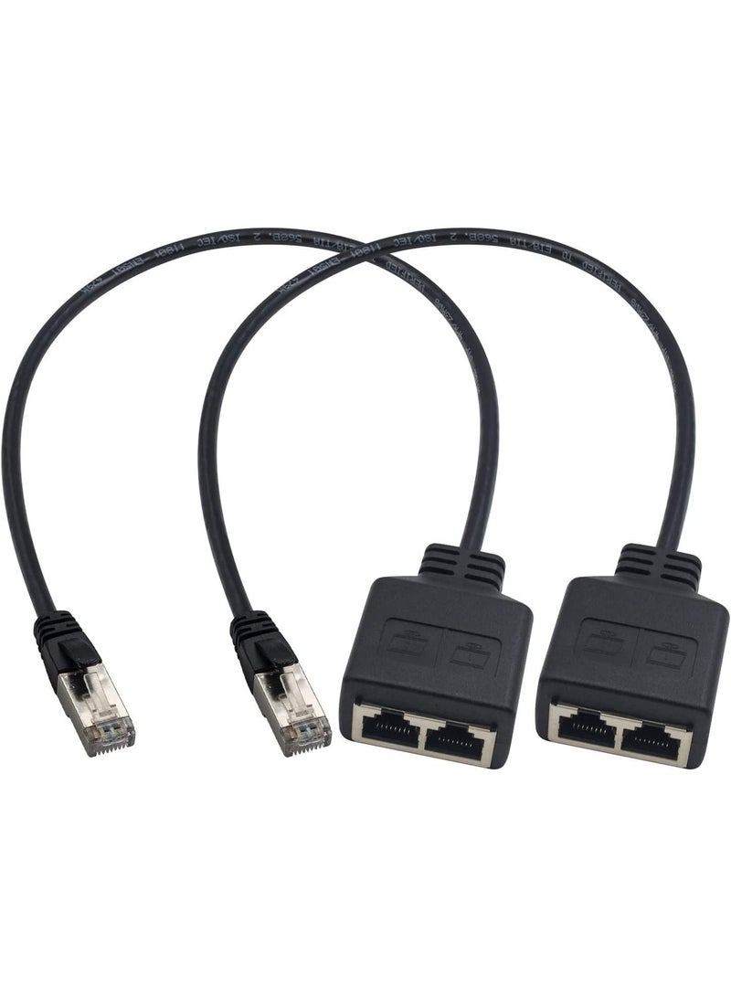محول موزع إيثرنت RJ45 مكون من قطعتين لكابل LAN Cat 5/6، 1 ذكر إلى 2 أنثى، 30 سم، اتصال مزدوج لتصفح الإنترنت - Image 1
