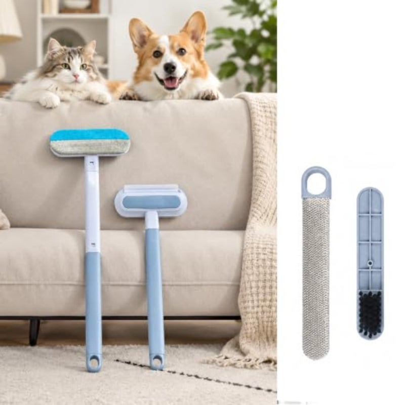 3 in 1 Window Screen Cleaning Brush with Squeegee and Detail Brush, Reusable Pet Hair Remover, Wet Dry Lint Remover for Cat Dog Hair, Couch, Sofa, Carpet, Clothes, Bedding, Glass, Car Seat - Image 1