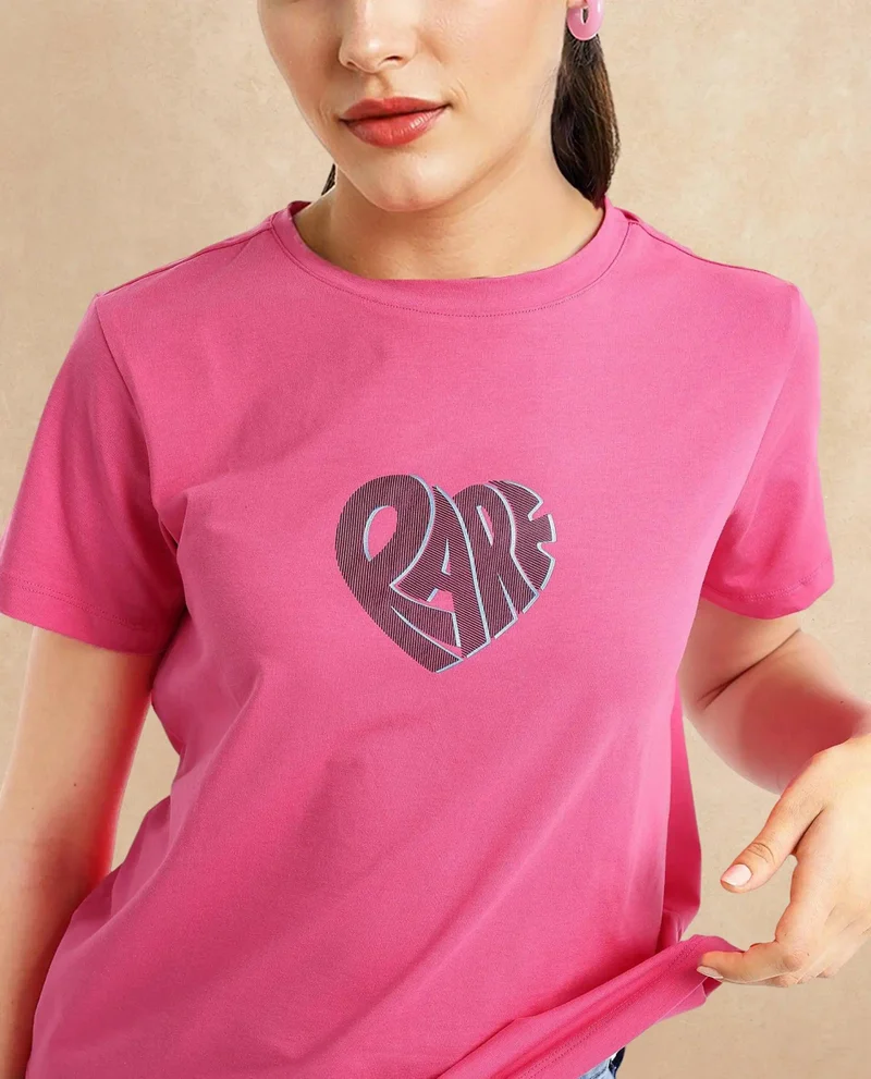Rareism Women's Boxy Fit Graphic T-Shirt