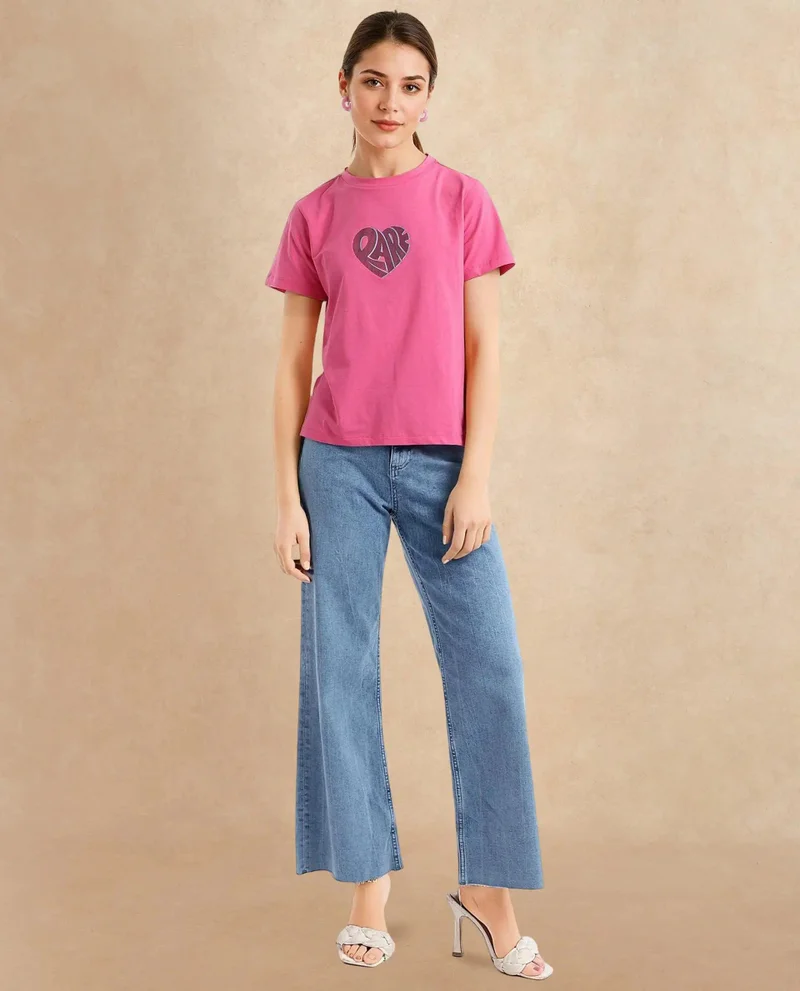 Rareism Women's Boxy Fit Graphic T-Shirt