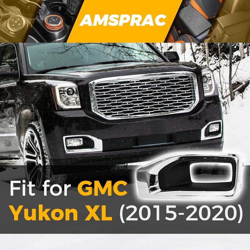 AMSPRAC Chrome Fog Light Covers for GMC Yukon/Yukon XL (2015-2020) - Left Side - Image 2
