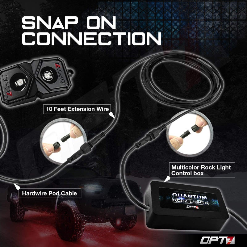 OPT7 2pc 10ft Extension Wires Pair for Quantum RGBW LED Rock Lights - Does Not Connect to Single Color Pods - Image 3