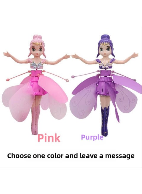Shake Sound Induction Aircraft Aircraft Suspension Remote Control Princess Robot Milk Dragon Electric Children's Toys Ice And Snow Can Fly-Color:Elf Fairy-Proportion:Standard Configuration (without Remote Control)