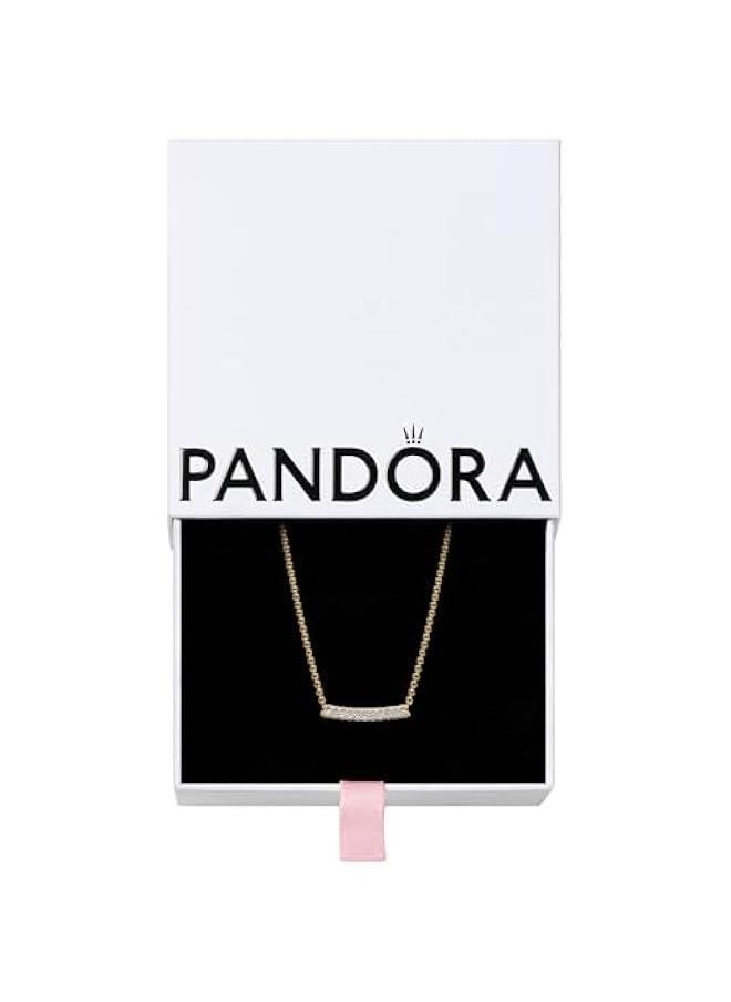 PANDORA - Timeless Pavé Single-Row Bar Collier Necklace - Gift for Her - 14k Gold-Plated Necklace with Cubic Zirconia - Stunning Women's Jewelry - With Gift Box - 17.7 - Image 1