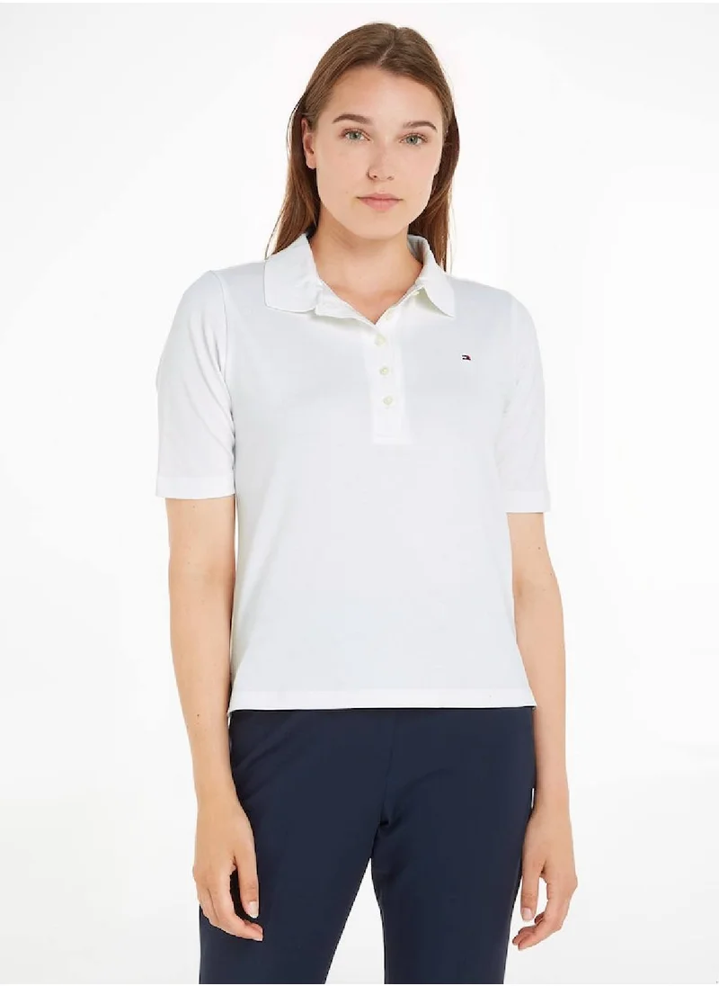 TOMMY HILFIGER Women's 1985 Collection Regular Fit Polo -  Stretch organic cotton pique, Beige