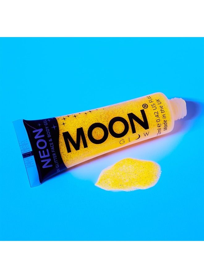 Moon Glow Neon UV Glitter Face & Body Gel - 0.42oz Golden Yellow – Glitter Face Paint - Image 2