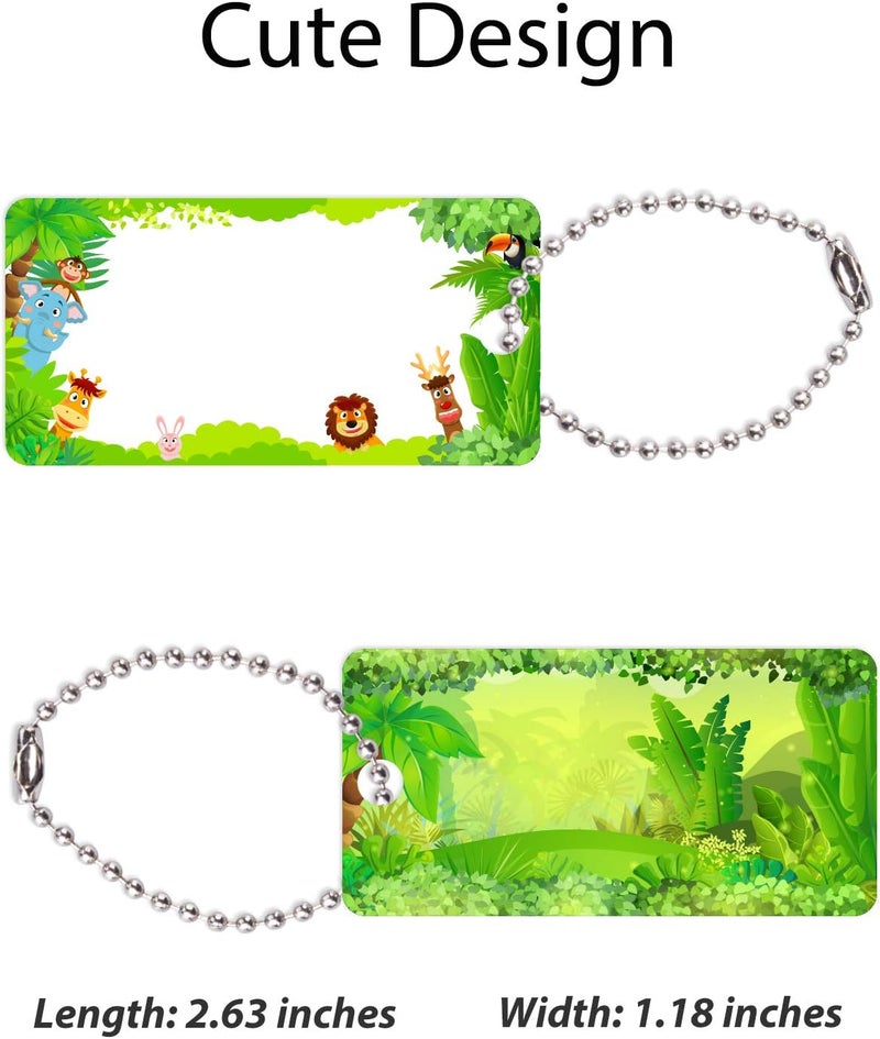 CHUBBIEE Child ID Bag Tags, Write-On Kids Name Tags for Backpack, Lunchbox & Diaper Bag, Great for Preschool & Daycare, Pack of 6 (Green Forest) - Image 2