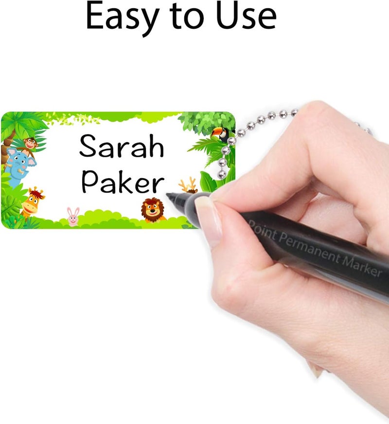 CHUBBIEE Child ID Bag Tags, Write-On Kids Name Tags for Backpack, Lunchbox & Diaper Bag, Great for Preschool & Daycare, Pack of 6 (Green Forest) - Image 4