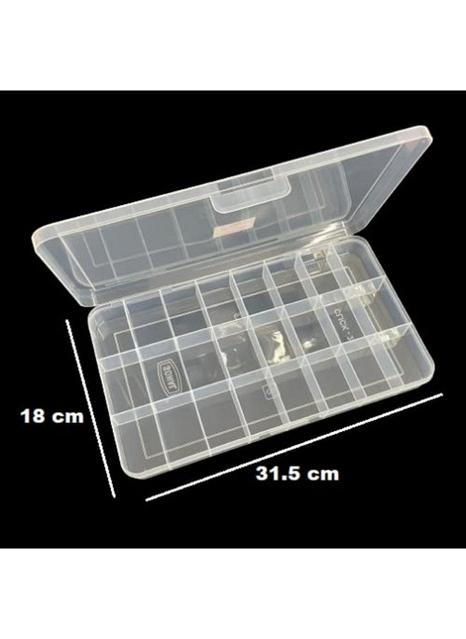 Csm CSM ® Jewelry Box Organizer Rectangular Plastic Storage Box with dividers 24 Grids (Transparent) - Pack of 2 Boxes  - Image 4