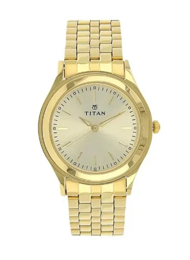 تيتان Titan Quartz Analog Watch for Men Champagne Dial With Stainless Steel Strap