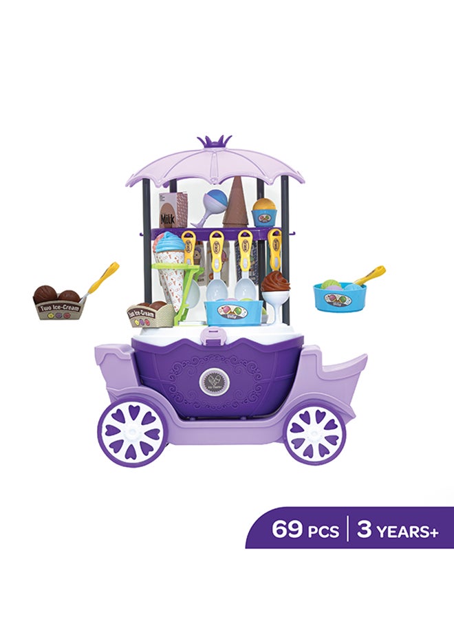 Moon Ice Cream Cart Playset 69 Pieces – Pretend Play Food Truck Toy for Kids - Image 2