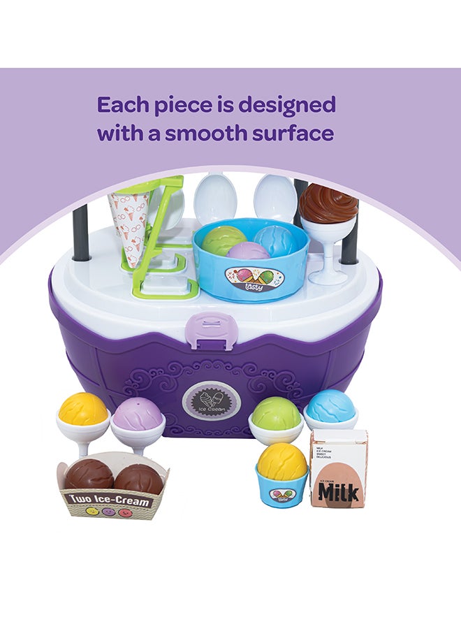 Moon Ice Cream Cart Playset 69 Pieces – Pretend Play Food Truck Toy for Kids - Image 5