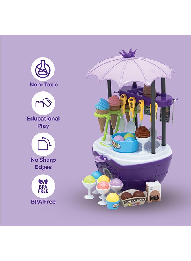 Moon Ice Cream Cart Playset 69 Pieces – Pretend Play Food Truck Toy for Kids - Image 4
